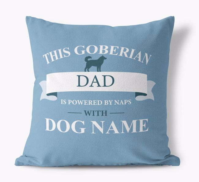 Dad Is Powered by Naps With {dogsName}: Personalized Canvas Pillow